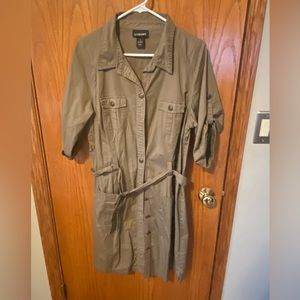 Lane Bryant plus size 16 brown/tan button up dress